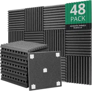 Akustikschaumstoff, 48 Stück Akustikpaneele, 30x30x3cm, Hochdichte Schallabsorbe
